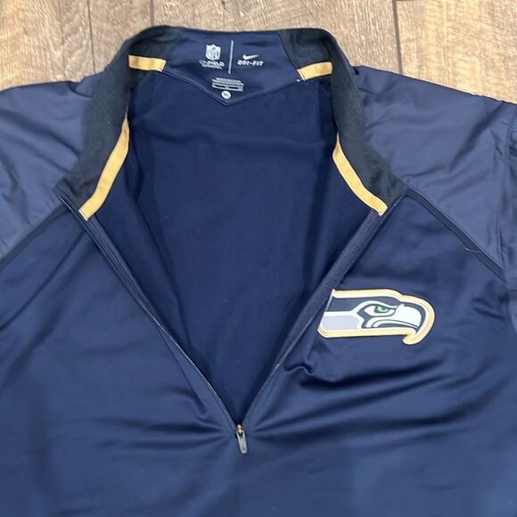 Nike Men's NFL Seahawks Dri FIT Quarter Zip Pullover Navy Size XL - Picture 3 of 7